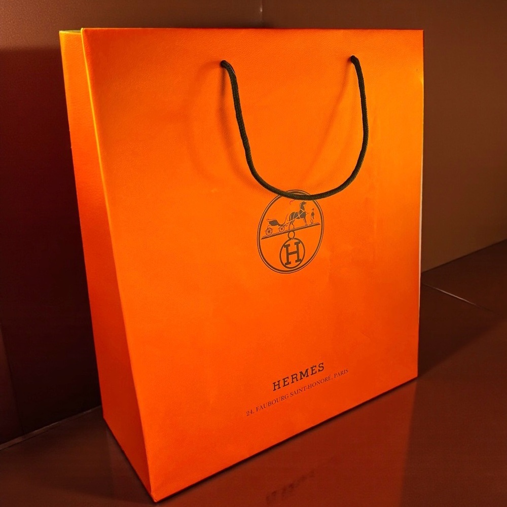 Authentic Hermès Large Orange Shopping Gift Bag